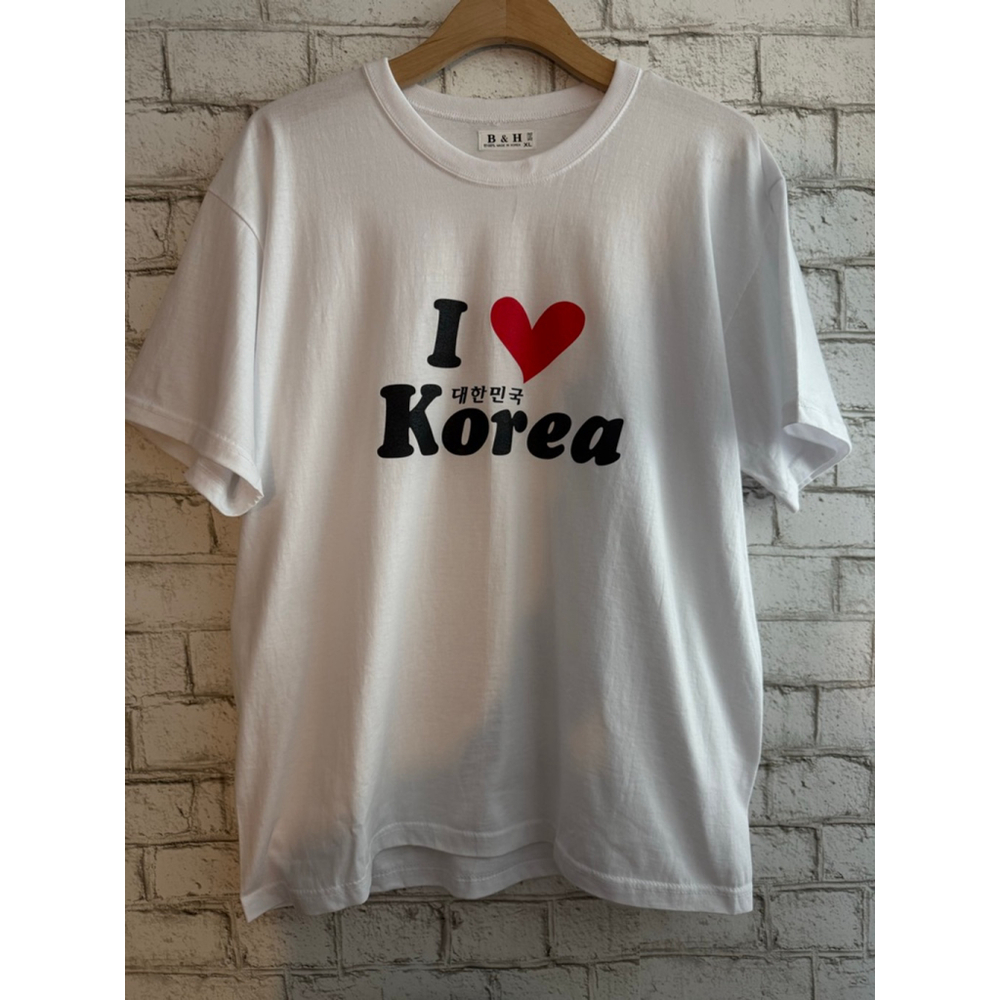 NWT I Heart Korea 100% Cotton Short Sleeve Tee Shirt Made in Korea size XL WHT